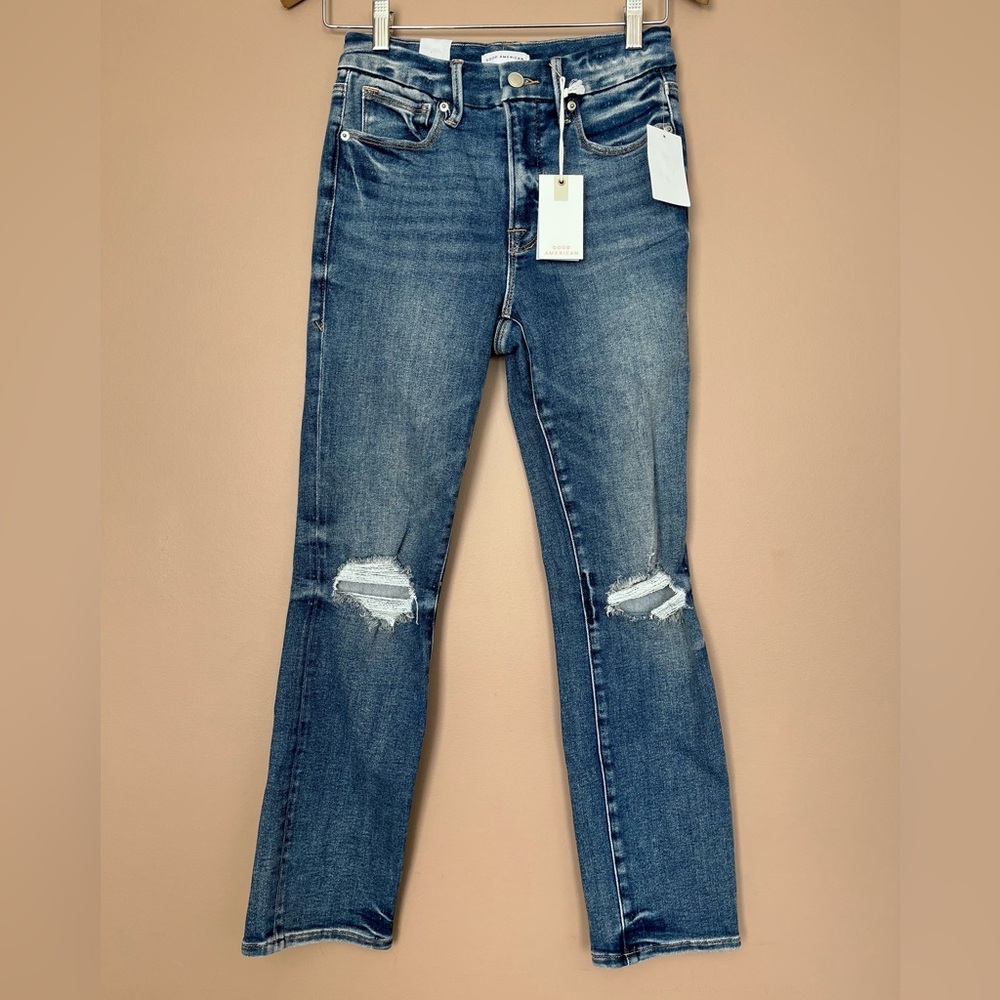 {Good American} Good Legs Stovepipe Distressed Jeans - Women's 2/26 - NWT